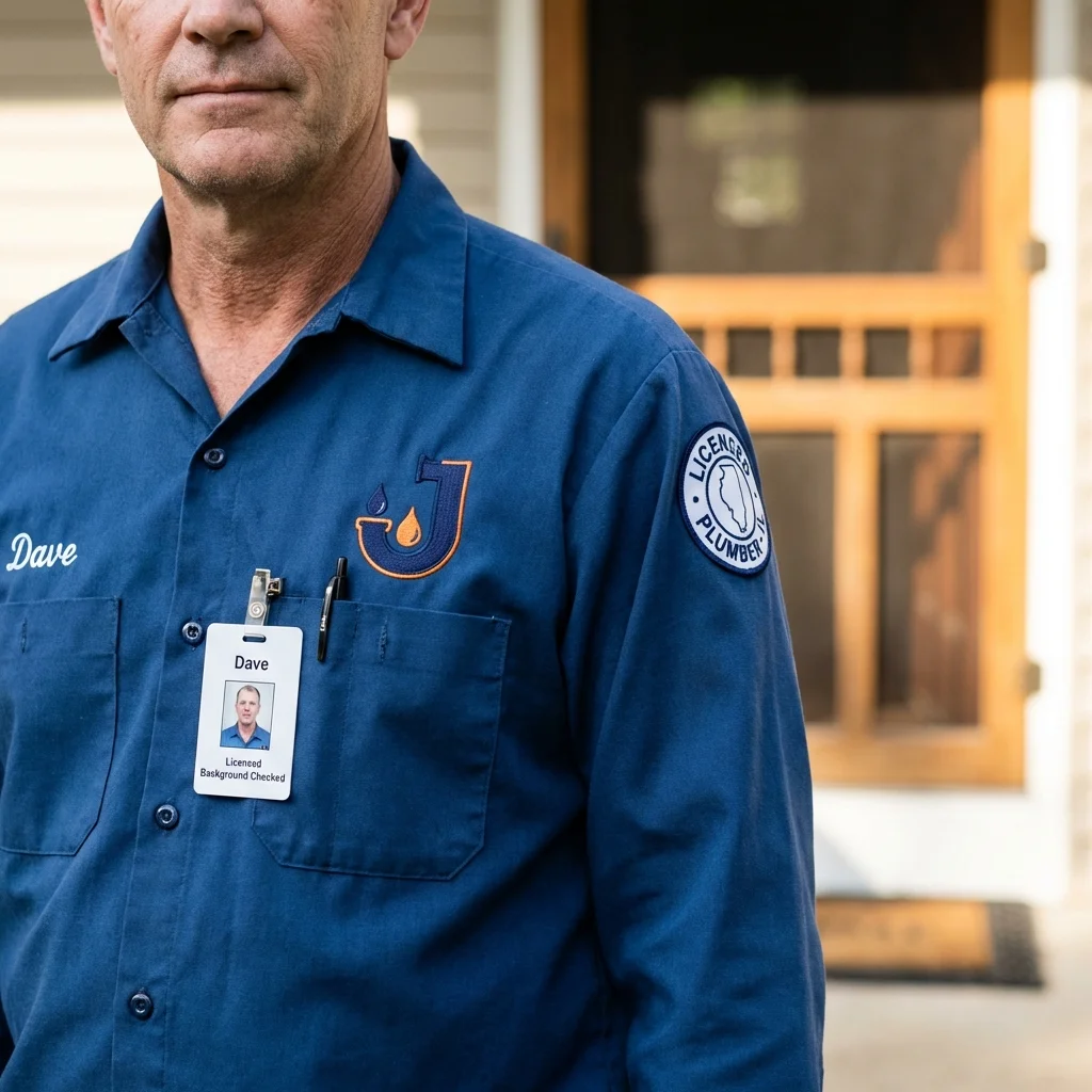 Licensed plumber showing ID badge in Avila Beach, CA