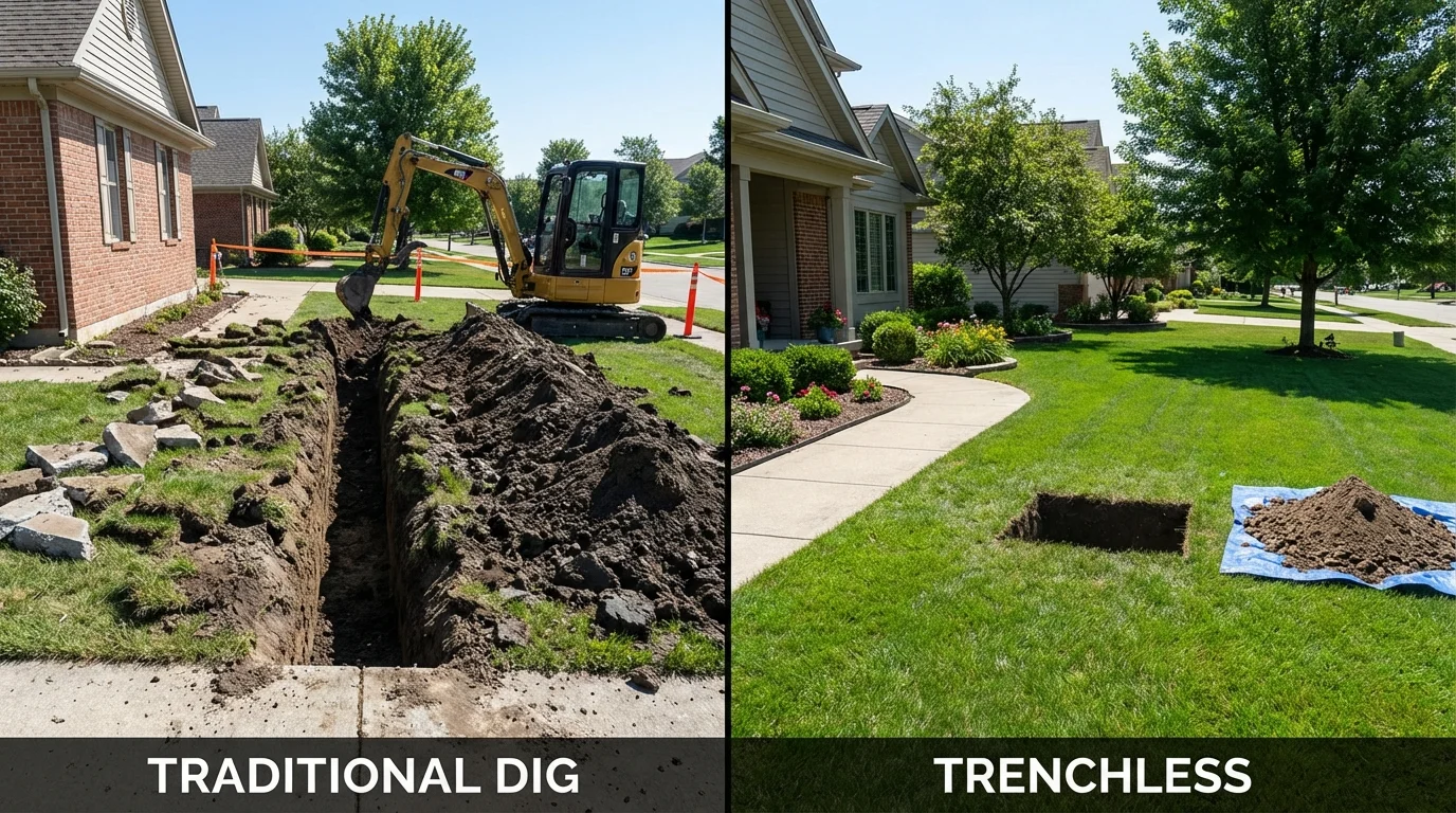 Trenchless sewer repair with minimal yard damage versus traditional excavation in Avila Beach, CA